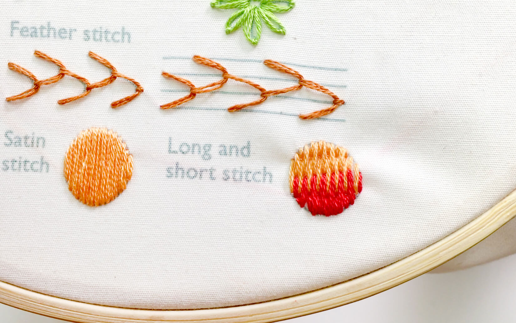 Image of stitching the long and short stitch