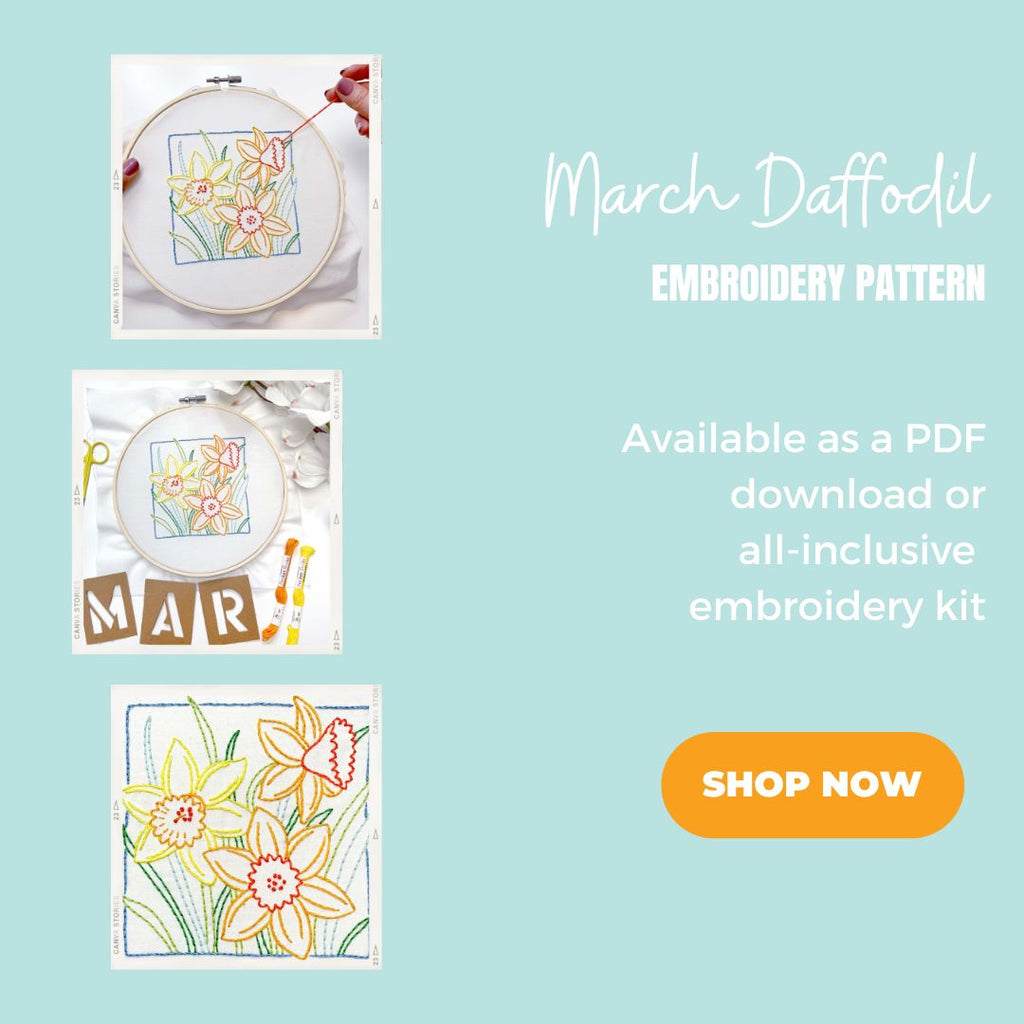 Shop March Daffodil embroidery pattern