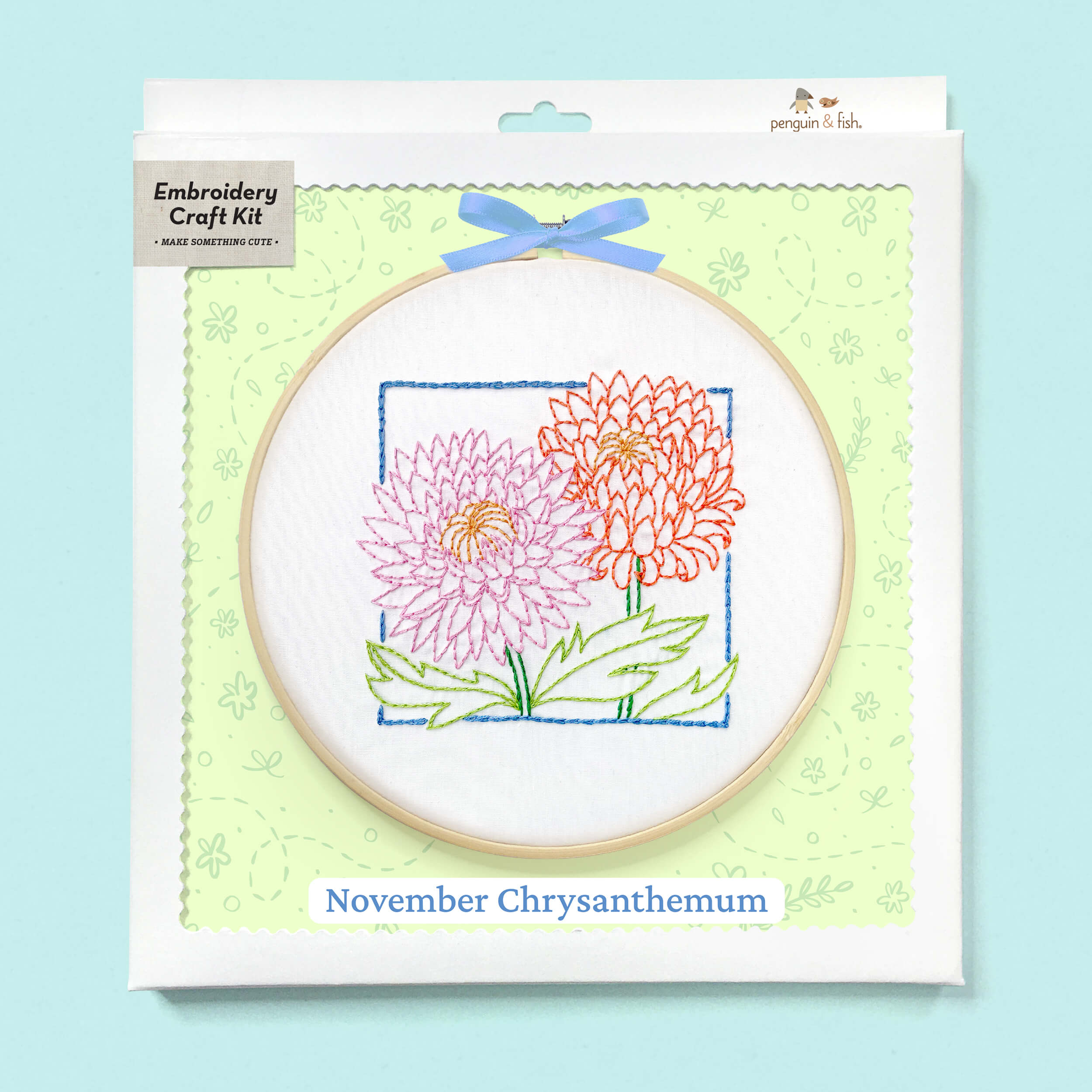 November Chrysanthemum embroidery kit in a box