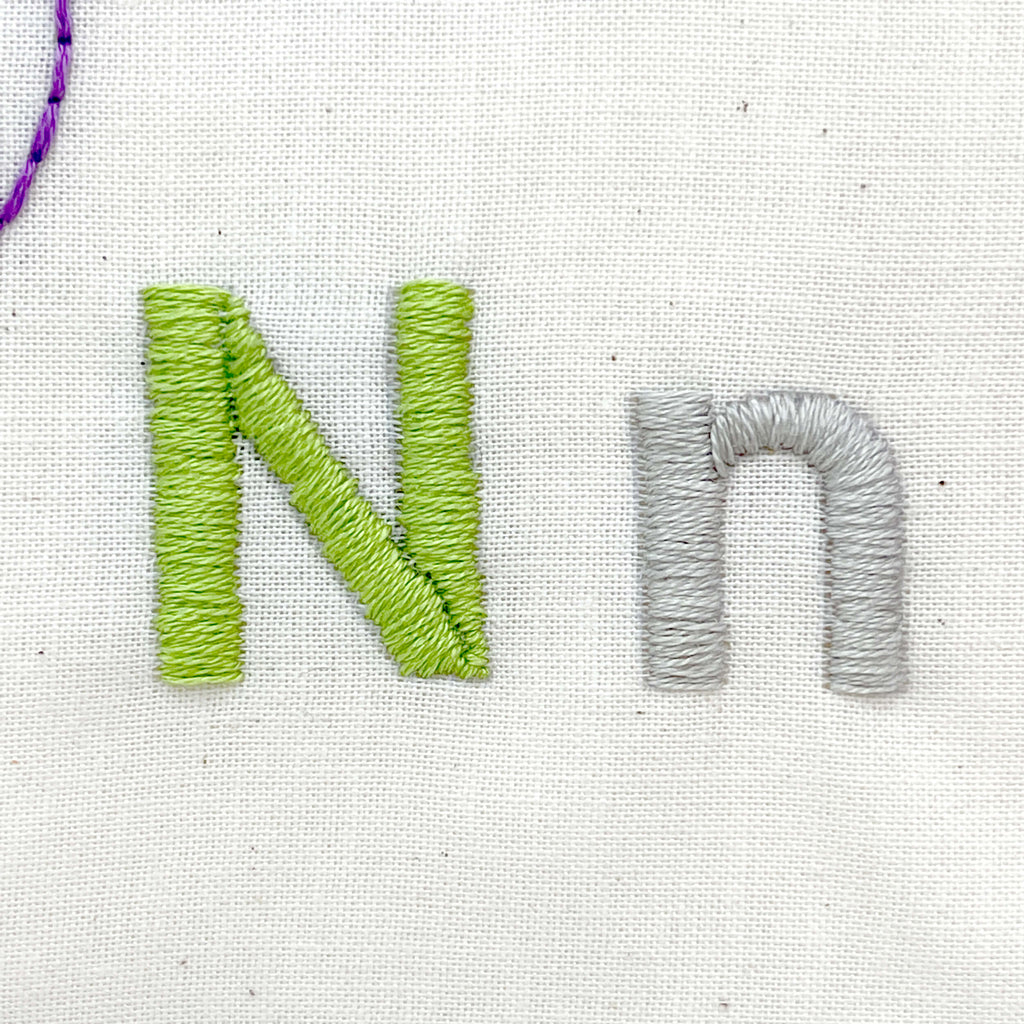Hand embroidery satin stitch letters