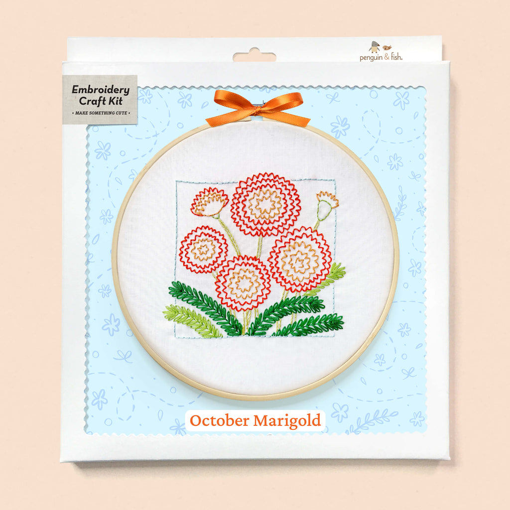 October Marigold embroidery kit