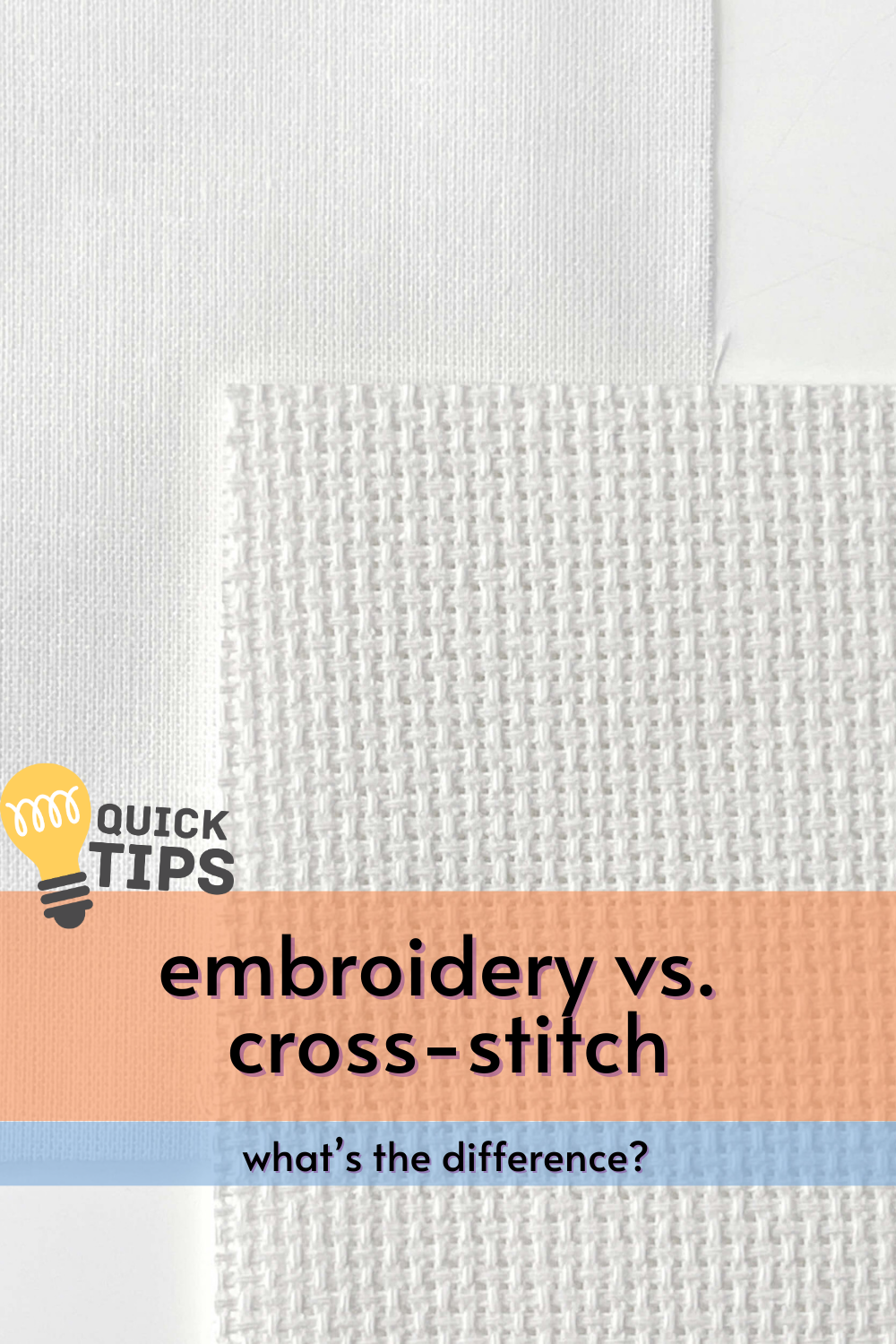 embroidery vs. cross stitch- what's the difference - save on pinterest