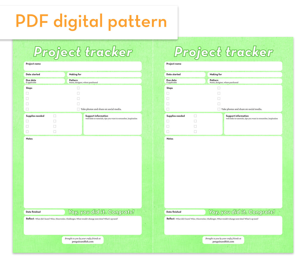 Project Tracker note sheet 2up penguinandfish lisiting