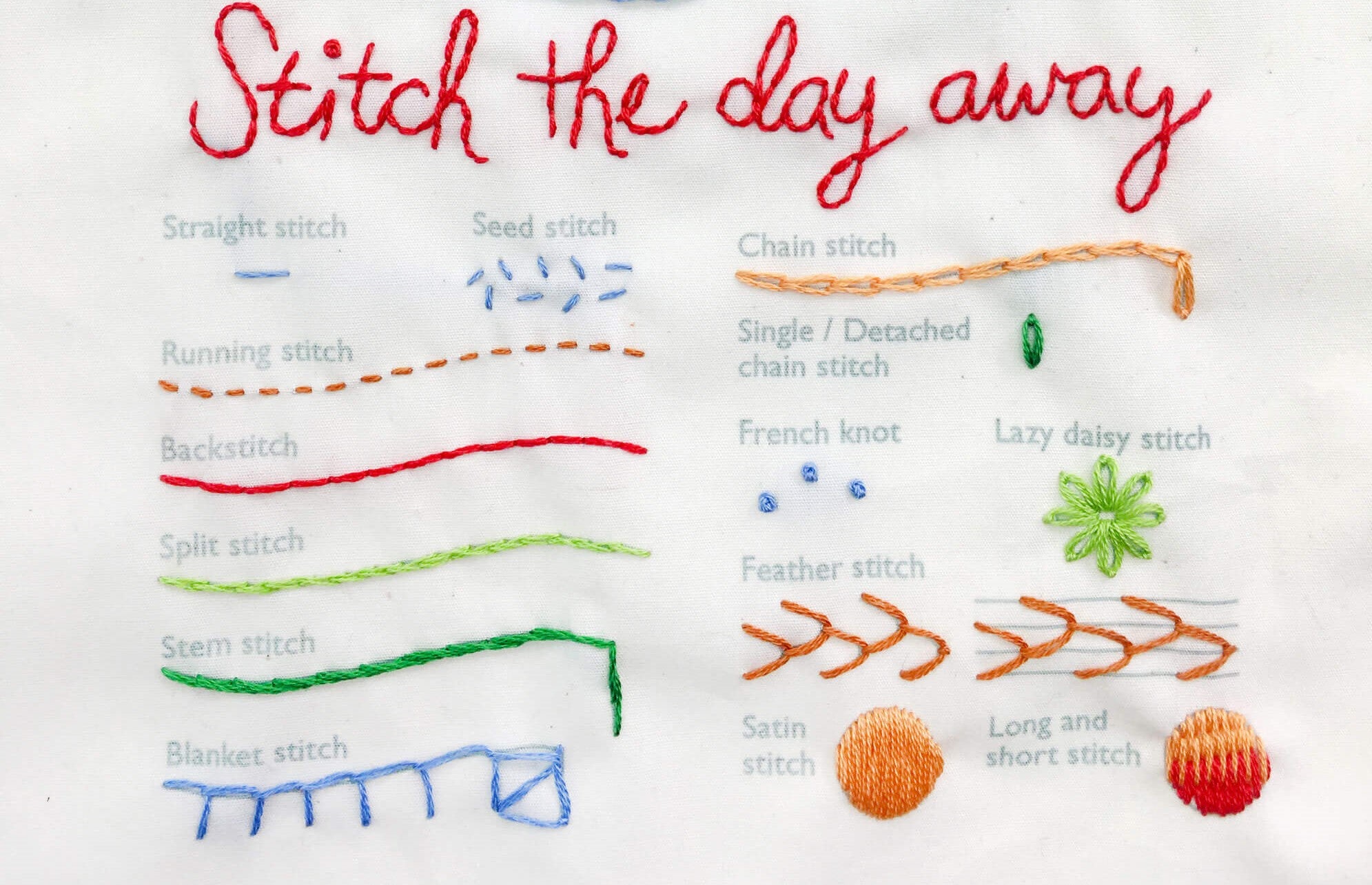 Embroidery Stitch Library - learn basic embroidery stitches