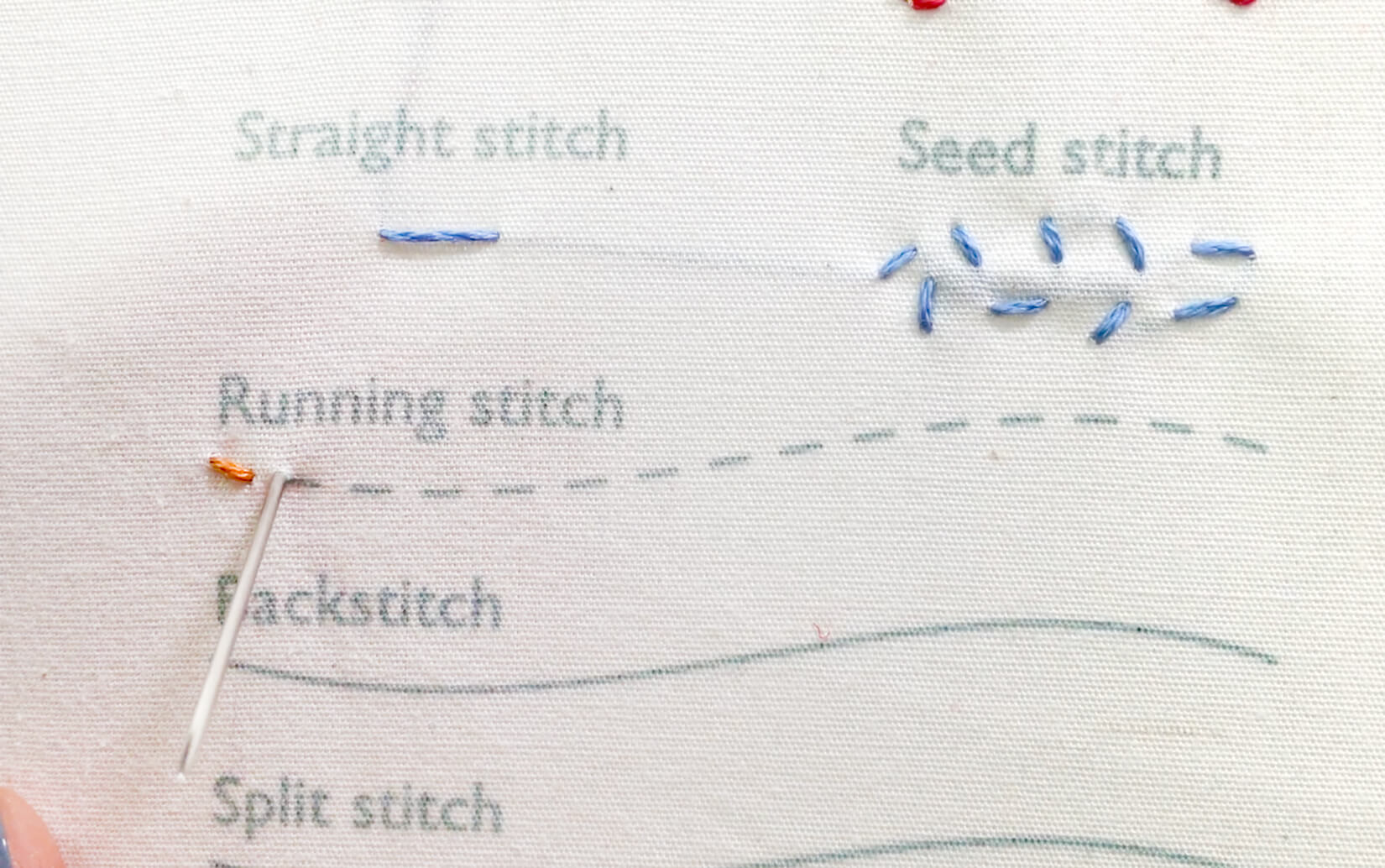 Image of stitching the running stitch