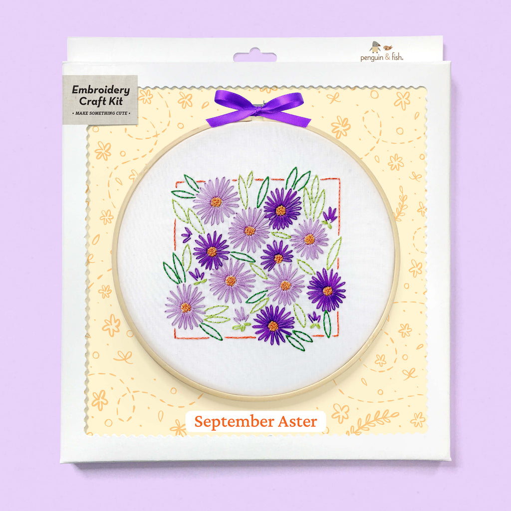 September Aster embroidery kit box image