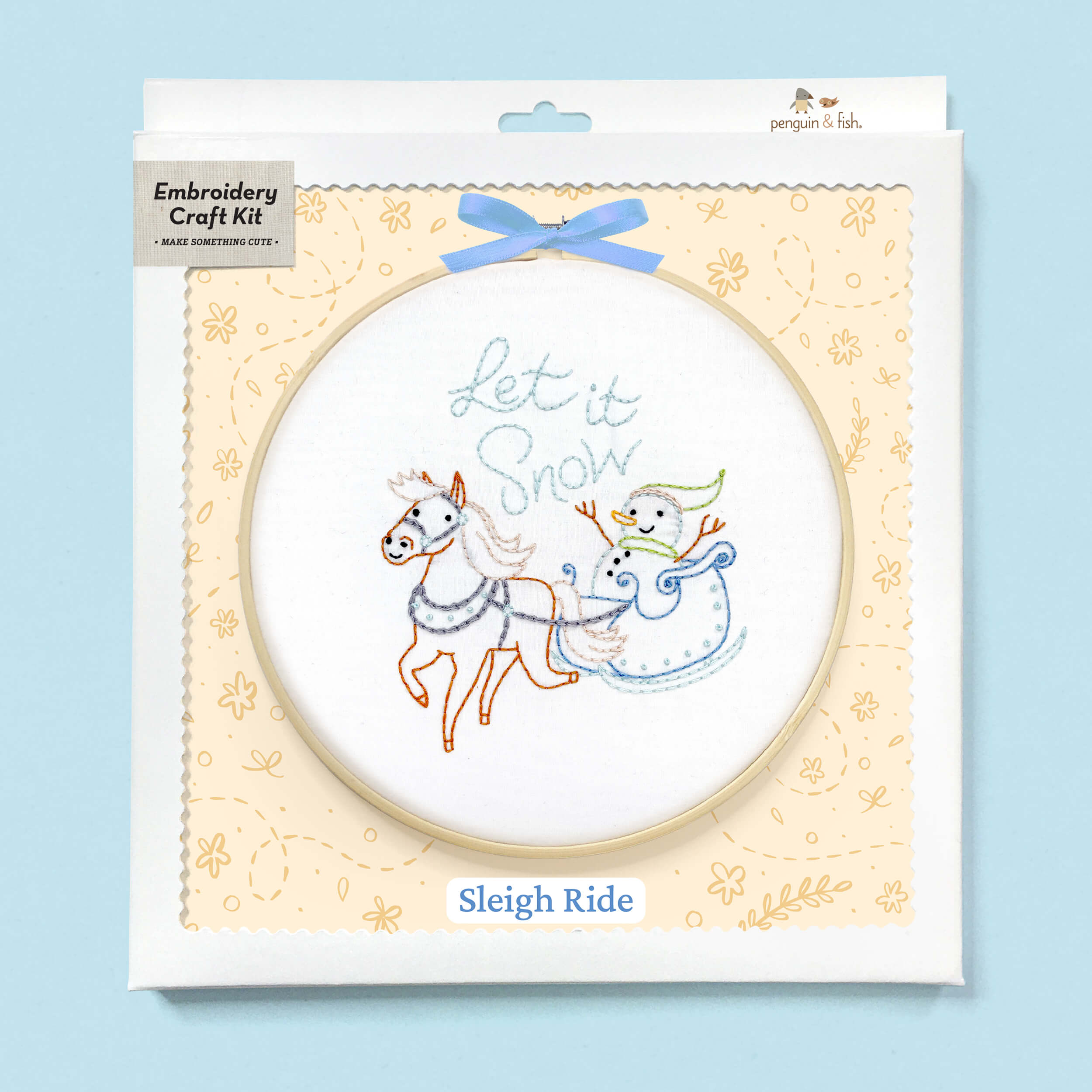 Sleight Ride embroidery supplies kit in a box