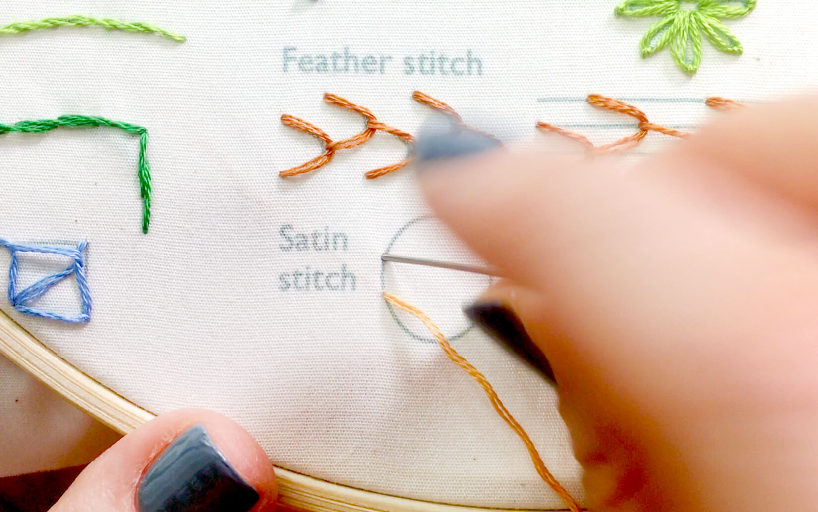 Image of stitching the satin stitch