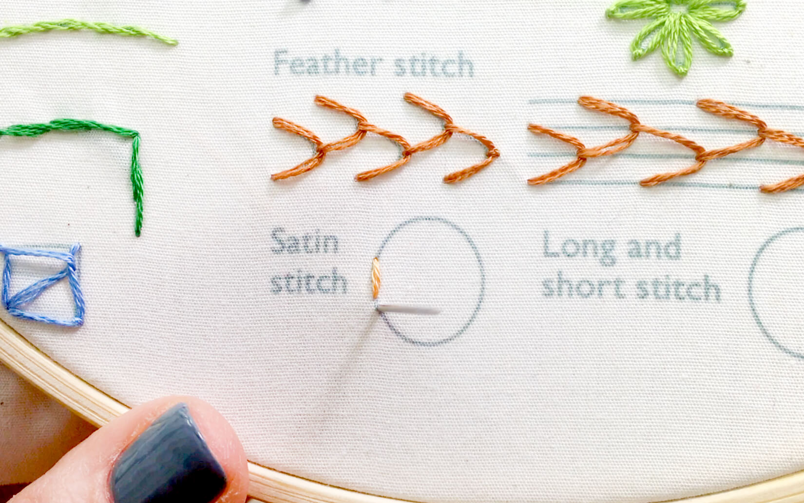 Image of stitching the satin stitch