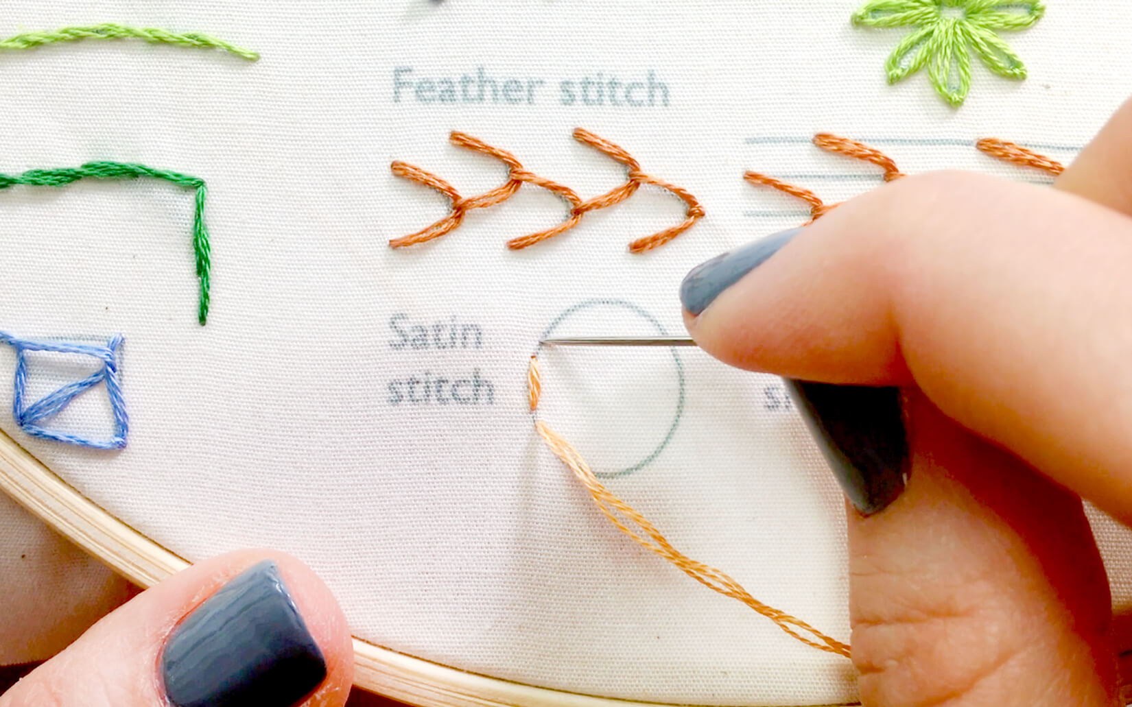 Image of stitching the satin stitch