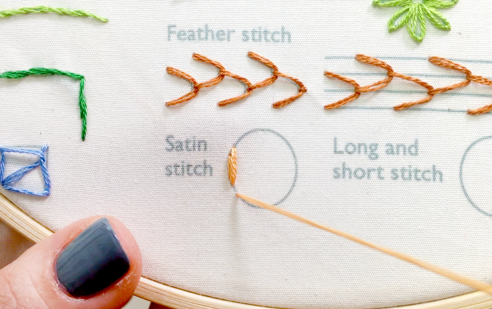 Image of stitching the satin stitch