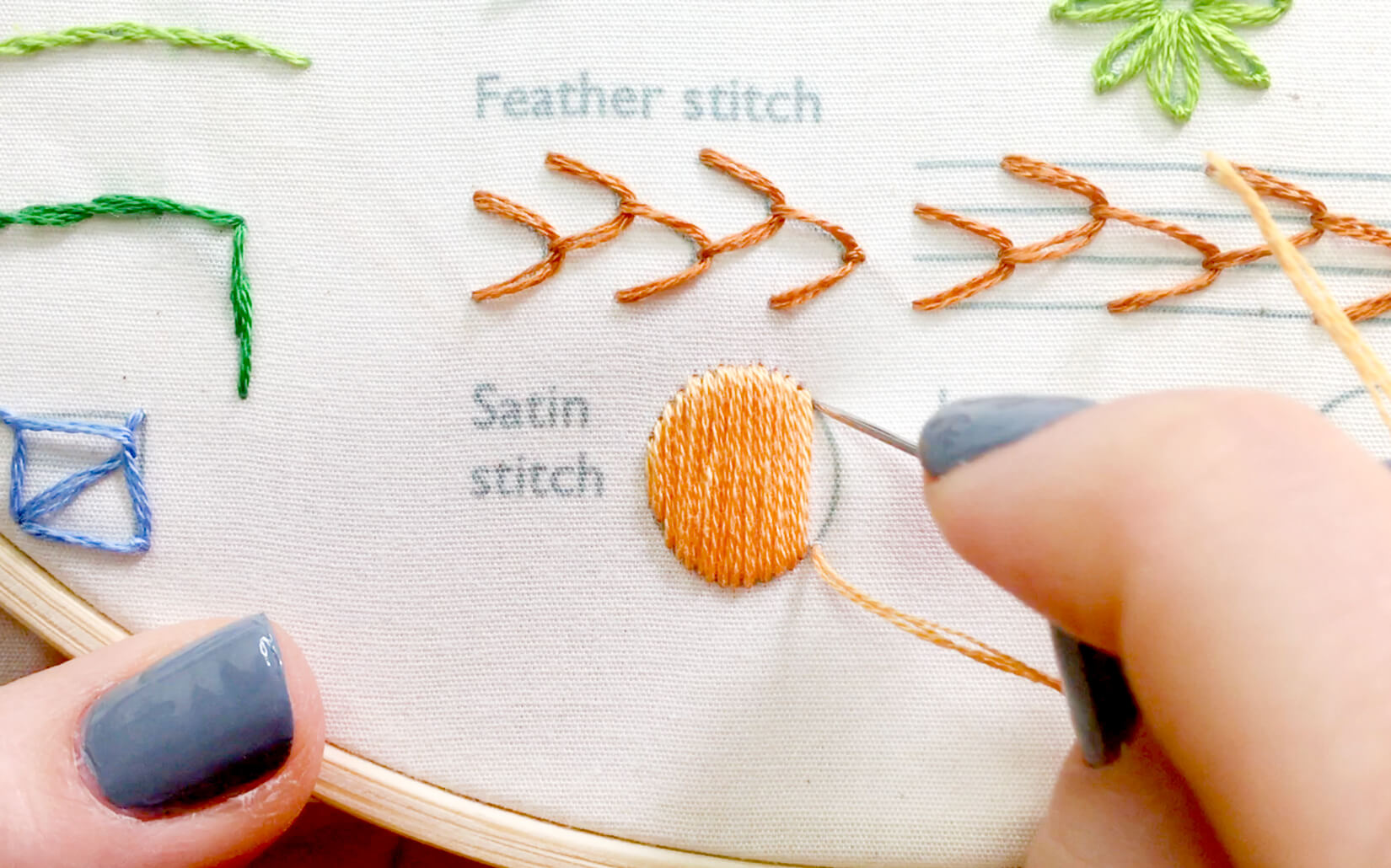 Image of stitching the satin stitch