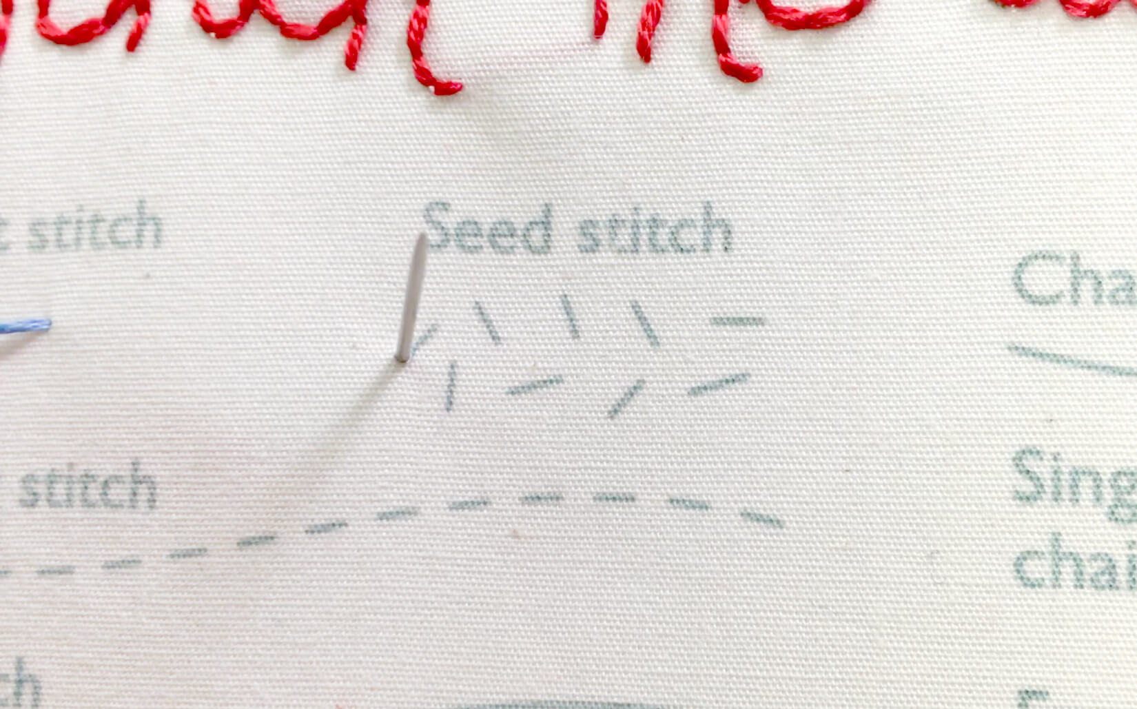 Image of stitching the seed stitch