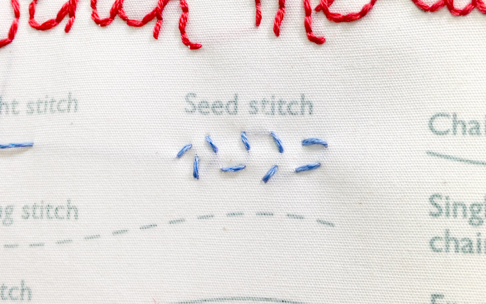 Image of stitching the seed stitch