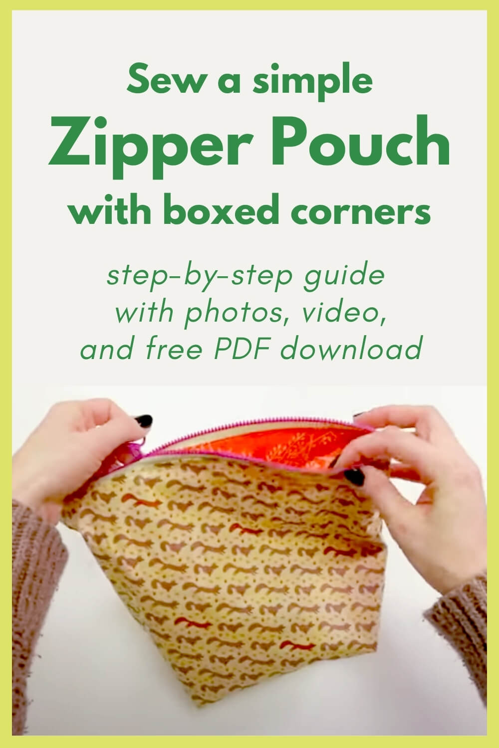 Sew a simple zipper pouch with boxed corners pdf printable