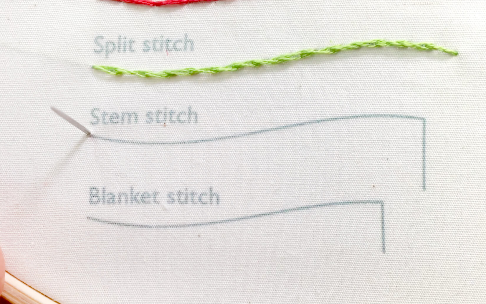 Image of stitching the stem stitch