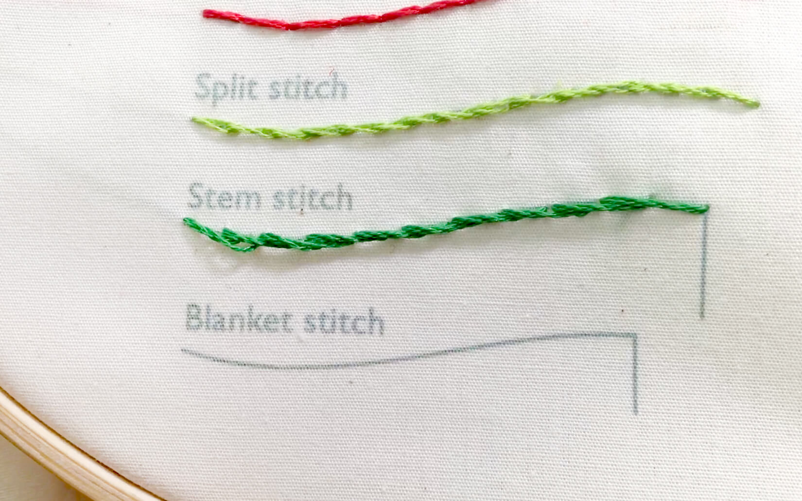 Image of stitching the stem stitch