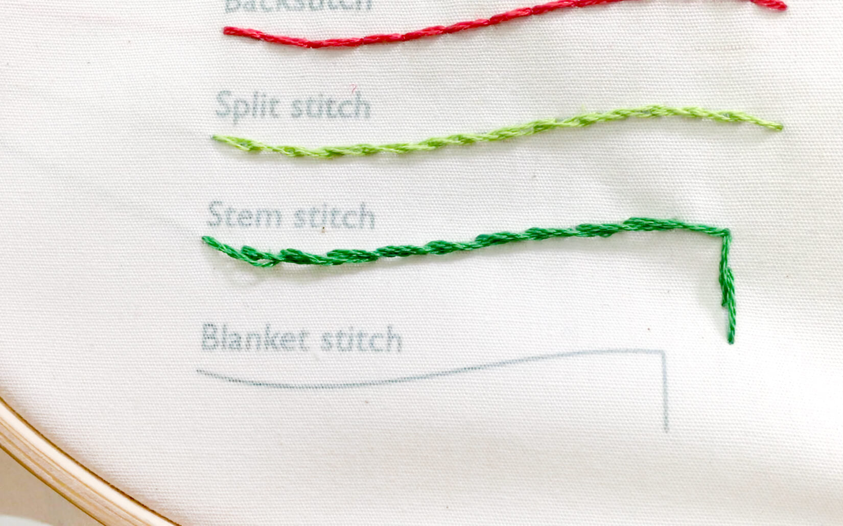 Image of stitching the stem stitch