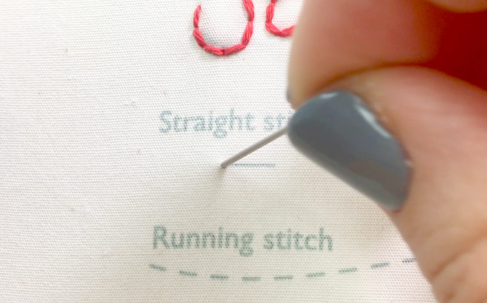 Image of stitching the straight stitch
