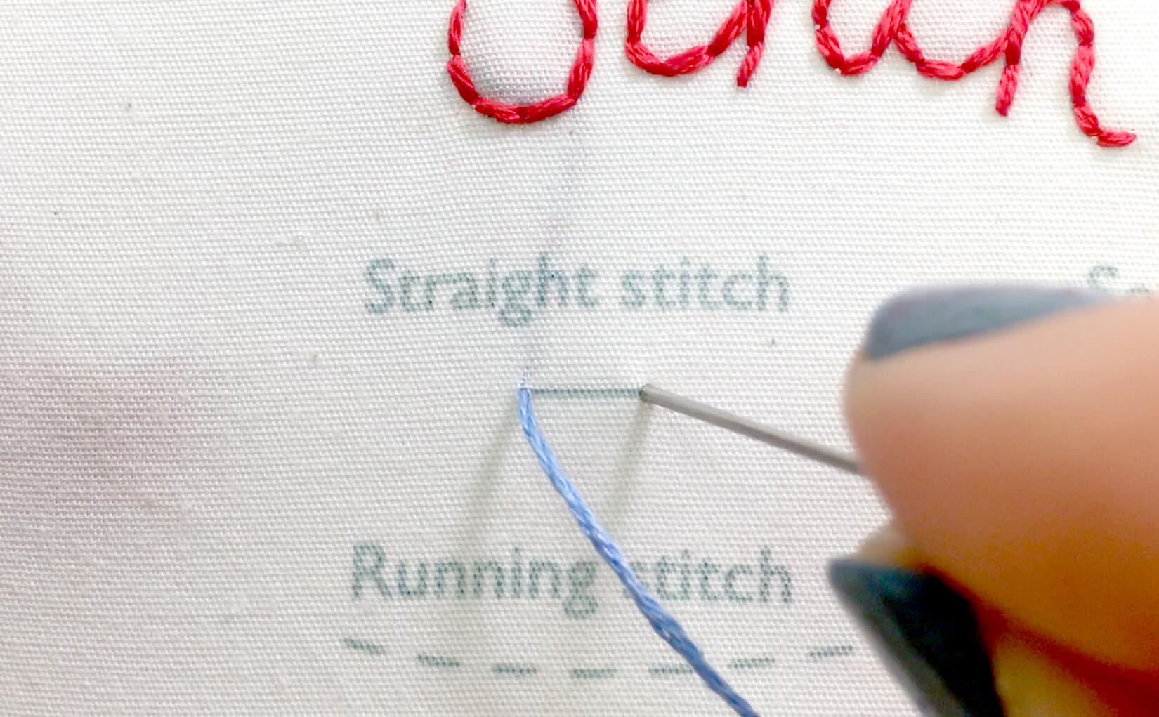 Image of stitching the straight stitch