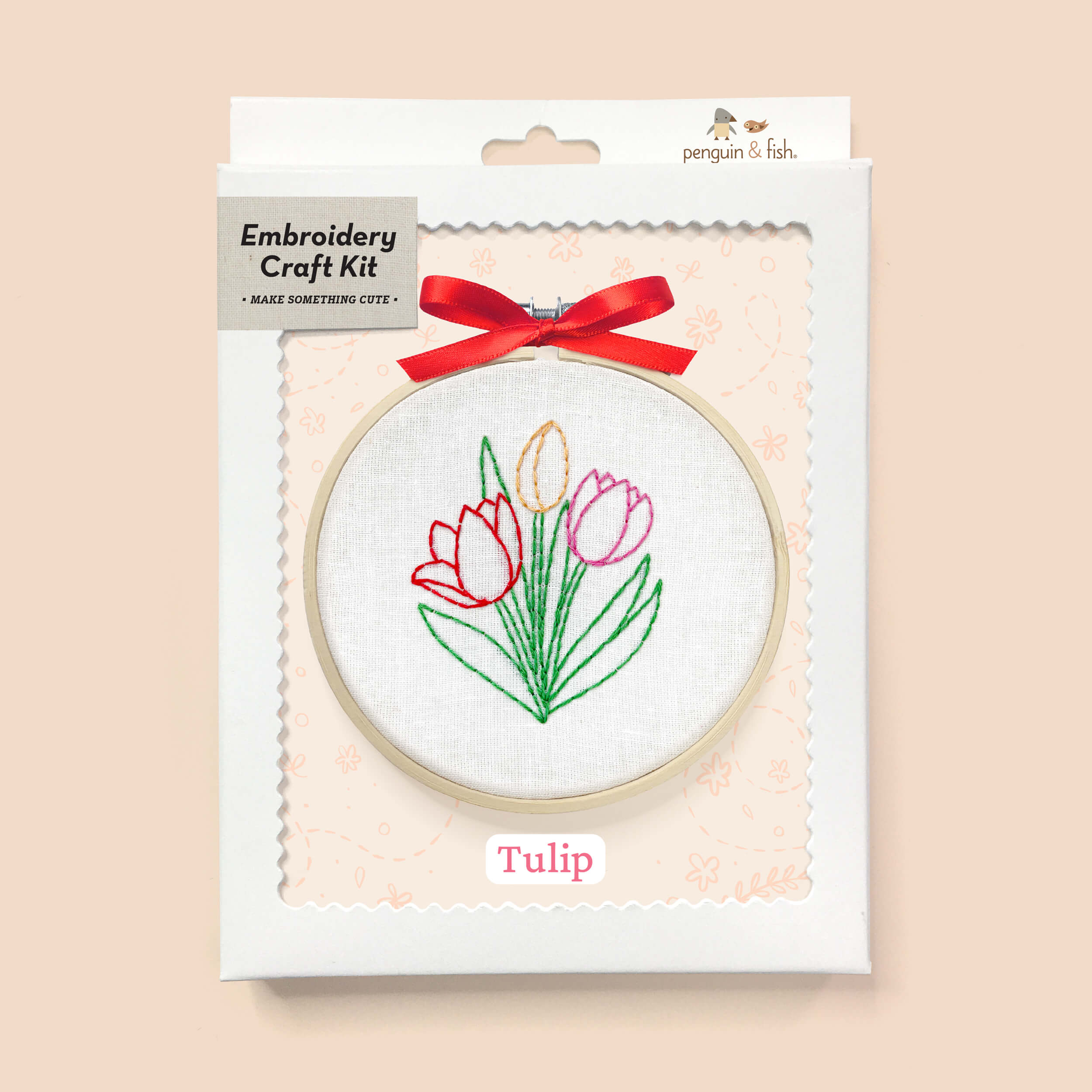 Tulip embroidery supplies kit in a box