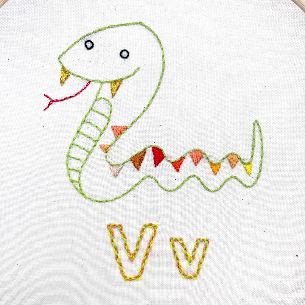 Finished Vv - Viper hand embroidery pattern