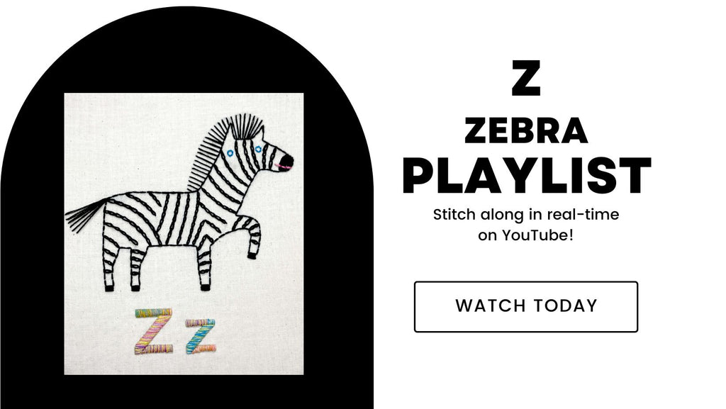 Z Zebra embroidery stitch along