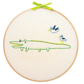 Alligator embroidery shown in an 8-inch hoop