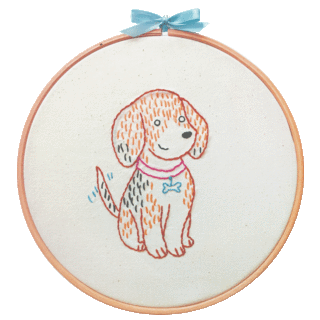Beagle embroidery pattern shown in an 8-inch hoop