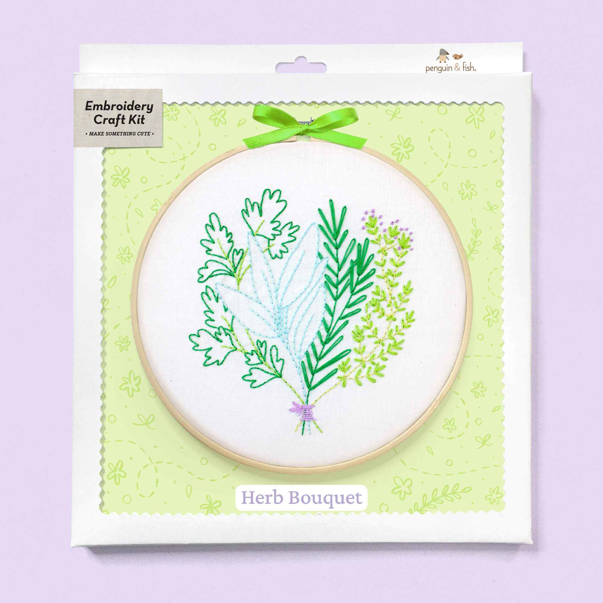 Herb Bouquet embroidery kit in a box