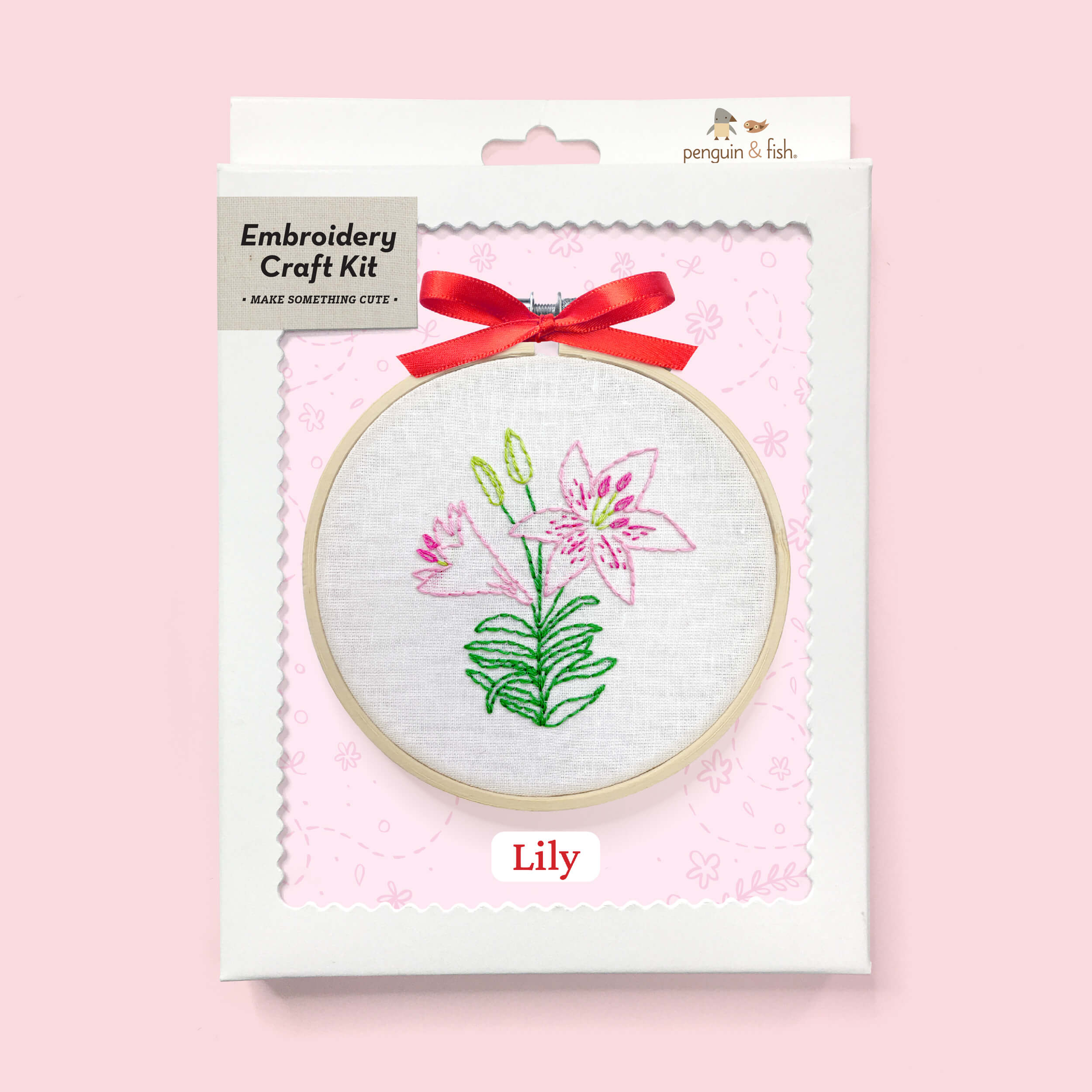 Lily embroidery kit in a box