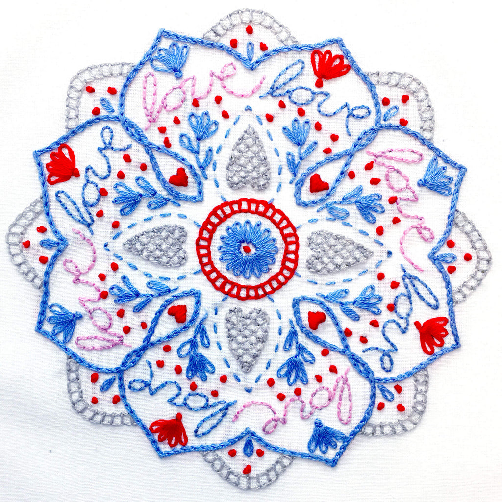 mandala love embroidery kit