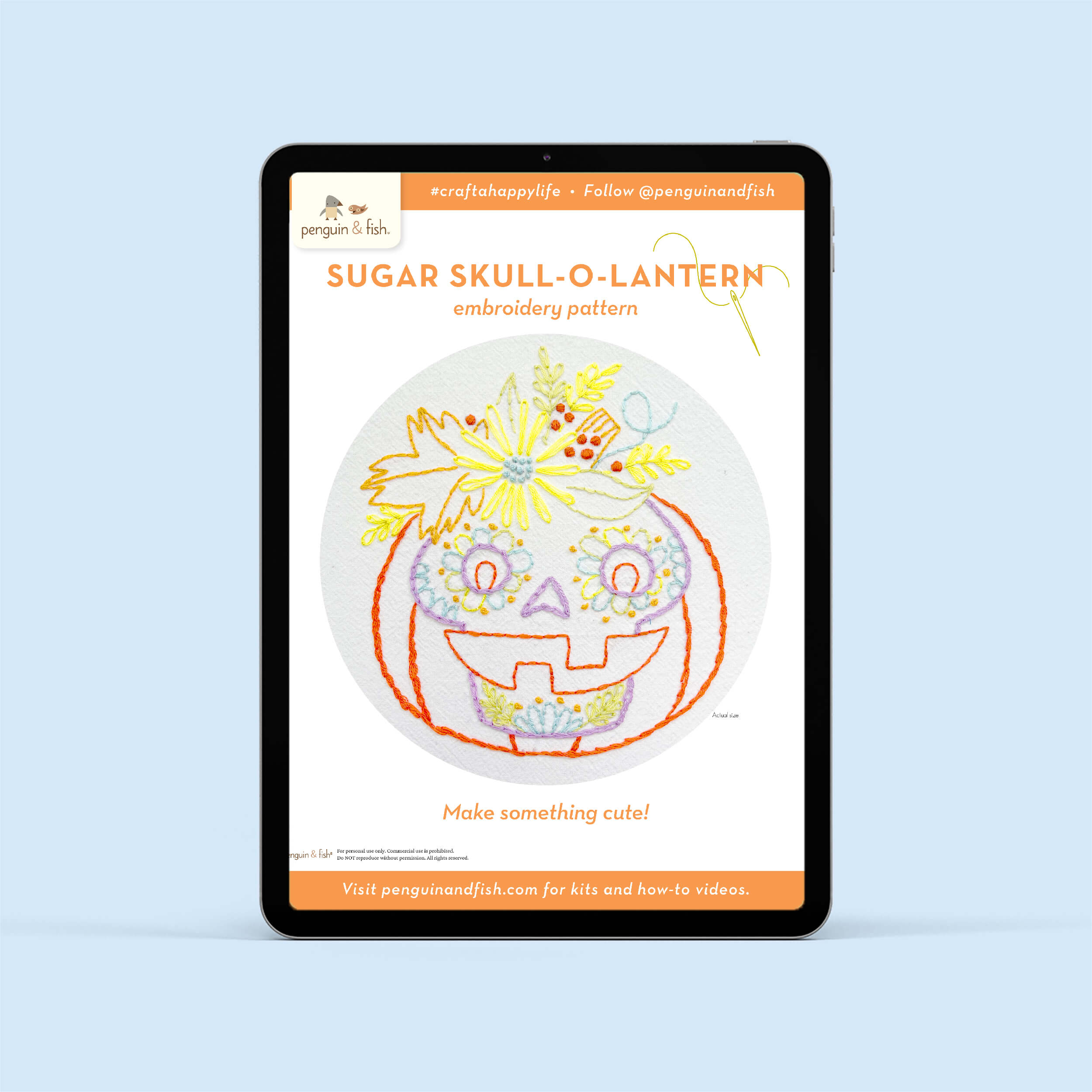 Sugar Skull-O'-Lantern PDF Pattern