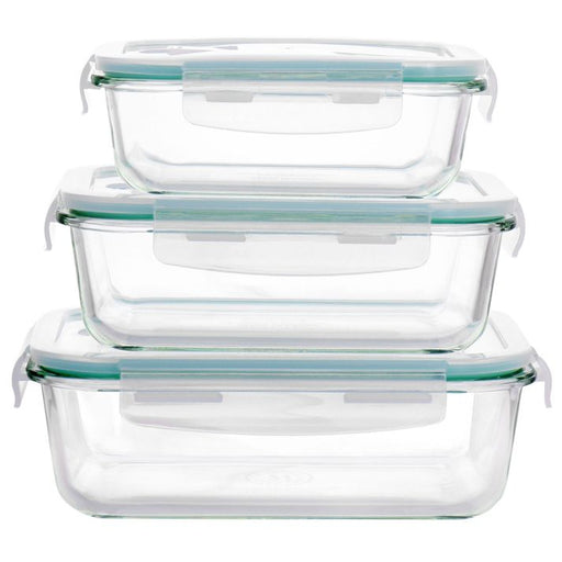 Lav Fresco 3-Piece Glass Food Storage Containers Set with Pink Locking Lids