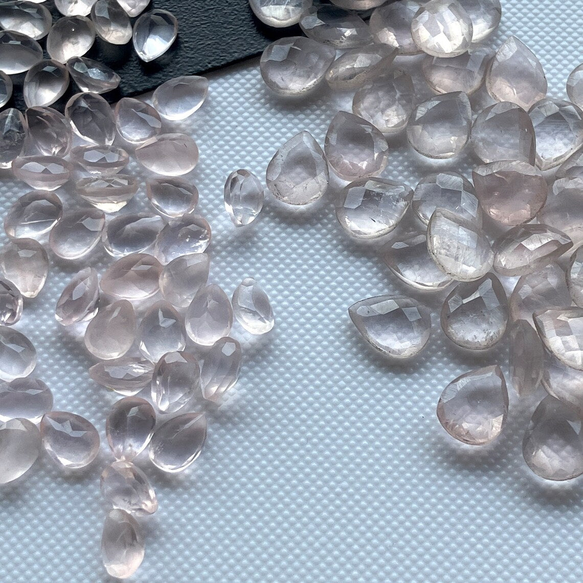 10 Pieces Calibrated 7x5mm And 9x7mm Each Rose Quartz Clear Light Pink Pear Shaped Faceted Loose Gemstones For Making Jewelry, GDS2274/30