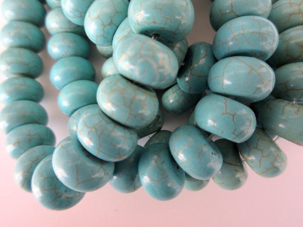 Howlite Turquoise Rondelle Beads, Round Shaped Smooth Turquoise Rondelles, 12mm Each, 13 Inch Strand, GDS601