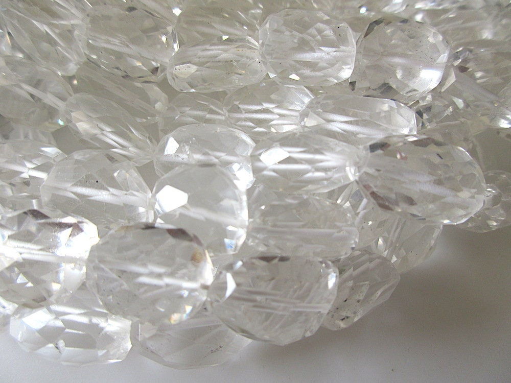 AAA Crystal Quartz Faceted Tumbles, Natural Rock Crystal Quartz Crystal Beads, 15-16mm/18-20mm Loose Crystal Beads, 13 Inch Strand, GDS1105