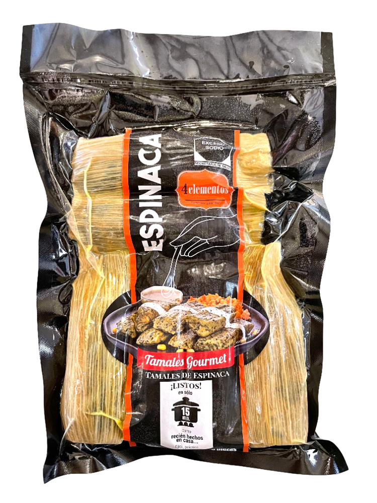 Tamal de Espinaca con Elote y Queso 4 Elementos 550 g