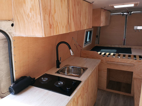 Shell kitchen in a van