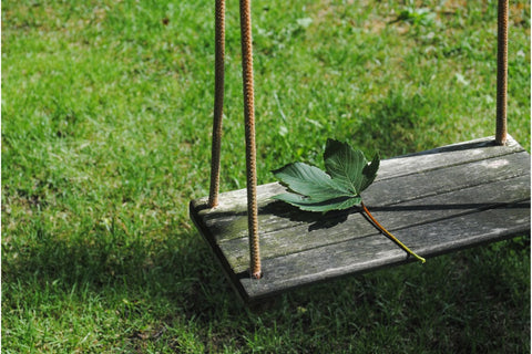 Baloiço de madeira - um pormenor que melhora o ambiente no jardim da horta. 