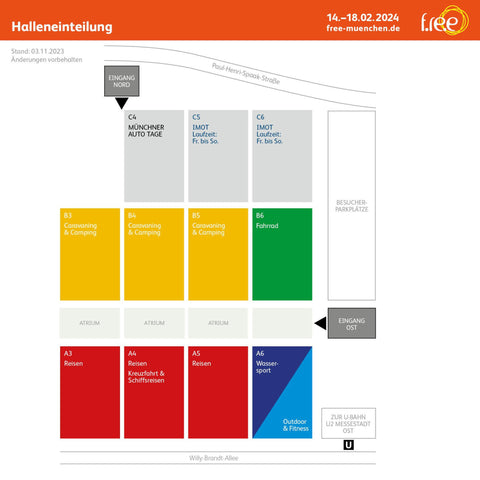 Free München 2024 Hallenplan Trenntoilette