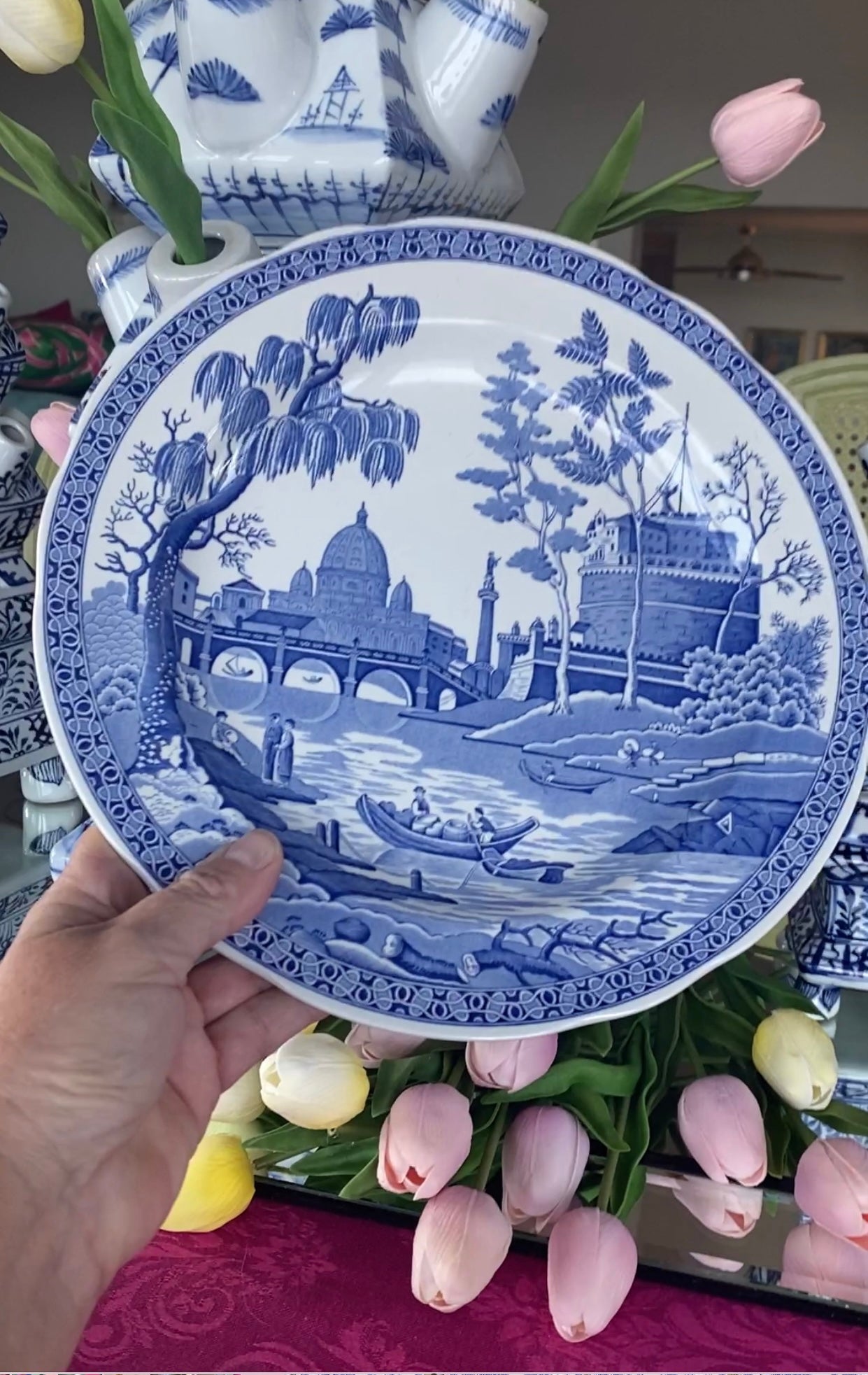 Spode Plates Blue & White, Blue Room Collection, Castle and 
