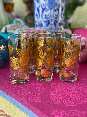 Vintage High Ball Holly Drinks Glasses, Set of 8