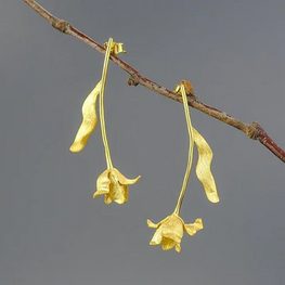 Flower Silver Dangle Earrings