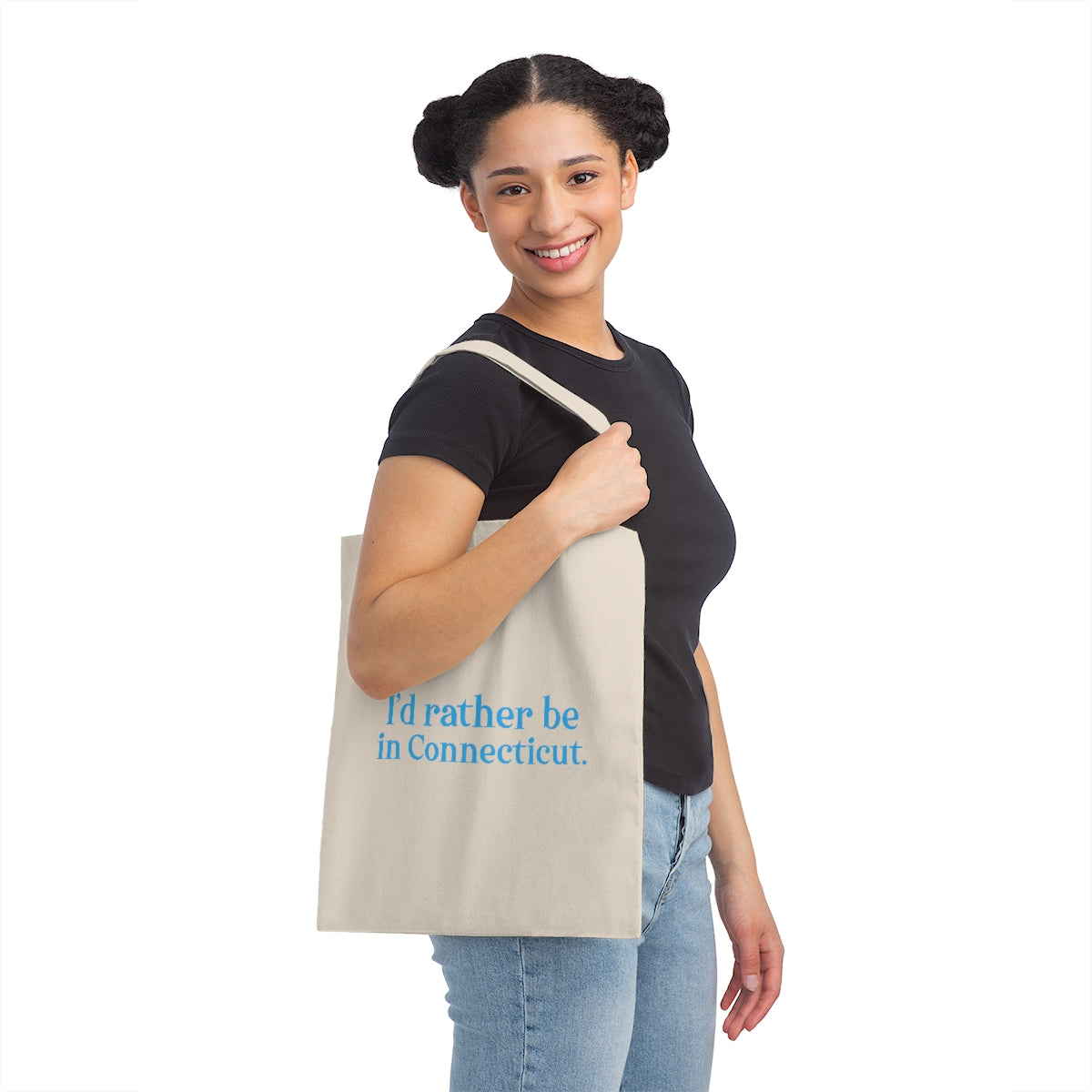 I'd rather be in Connecticut. Canvas Tote Bag
