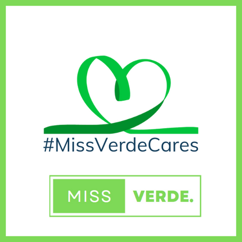 Logo #MissVerdeCares vert blanc