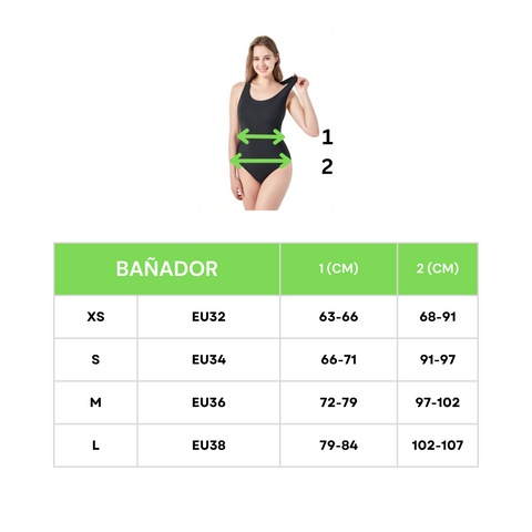 size chart menstrual swimming suit tallas bañador menstrual