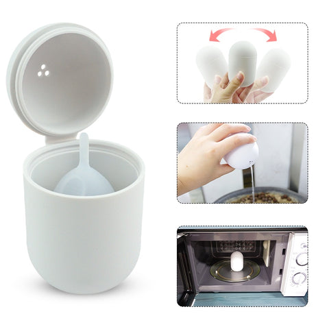 Menstrual cup container sterilisation shake microwave 