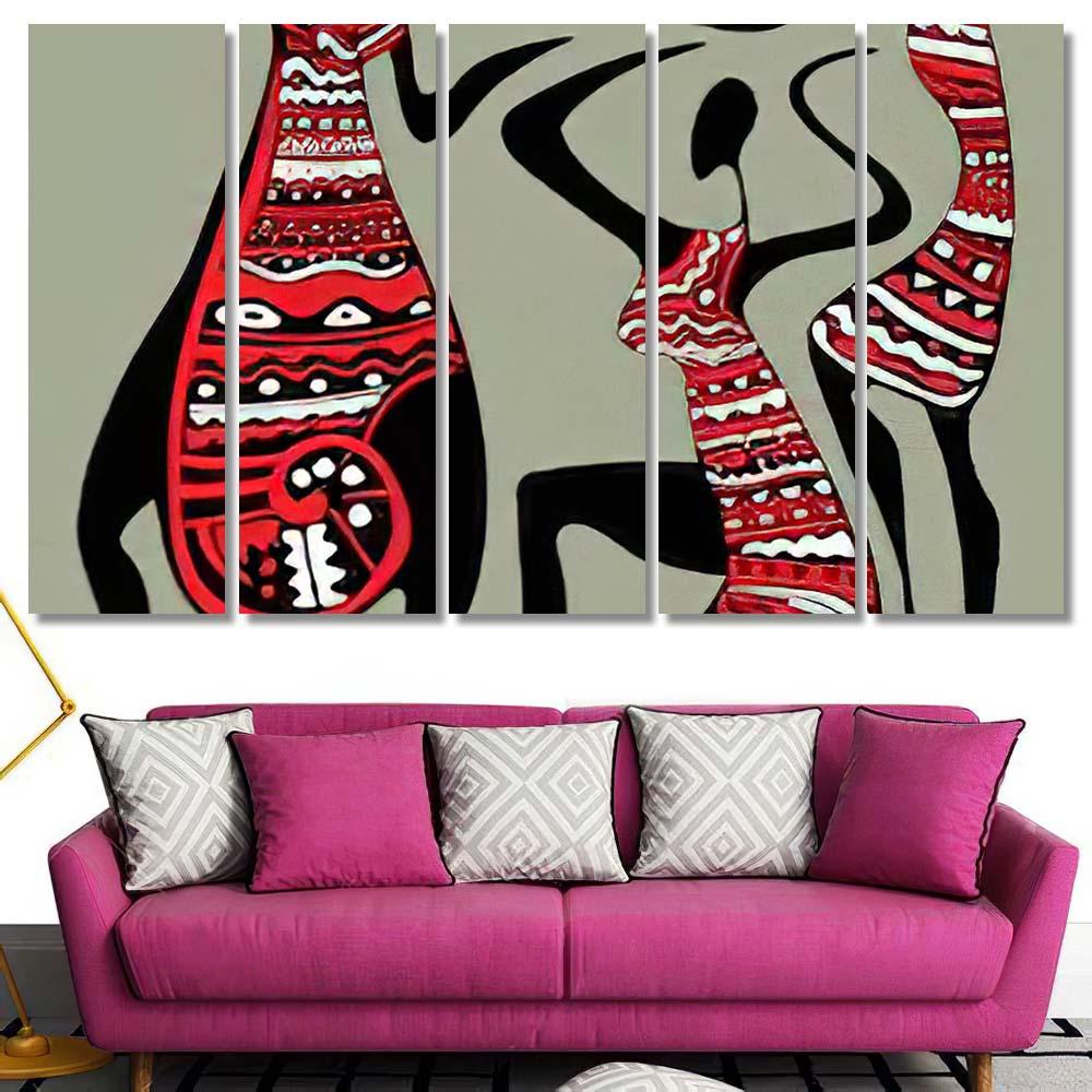 Abstract African Art Dancing Women Vector - Abstract Canvas Print