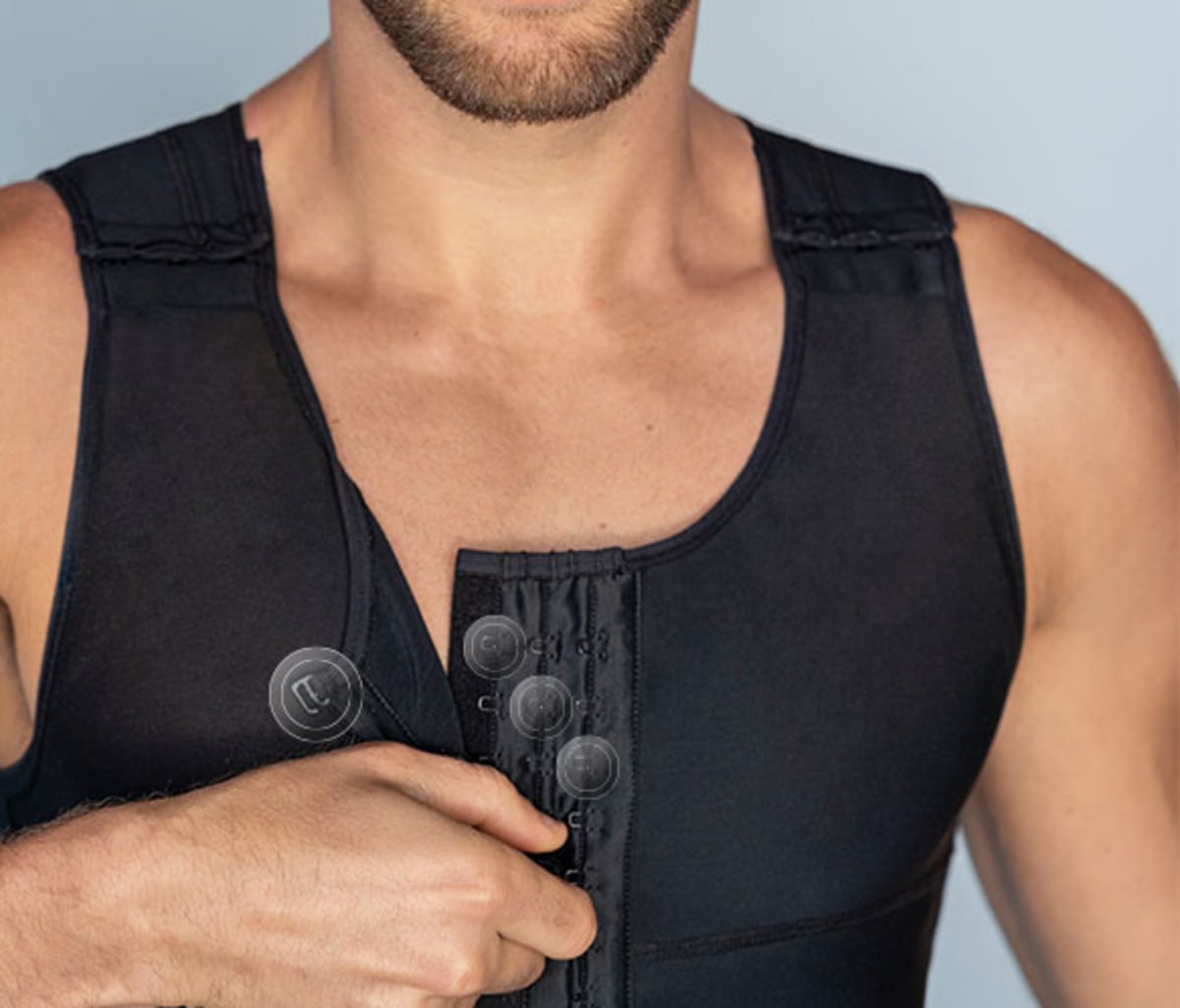 Men's Firm Shaper Vest with Back Support Front Hook Closure